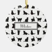 Katten in zwart Silhouette met naam + kerstfoto Keramisch Ornament (Voorkant)