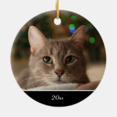 Katten in zwart Silhouette met naam + kerstfoto Keramisch Ornament (Achterkant)