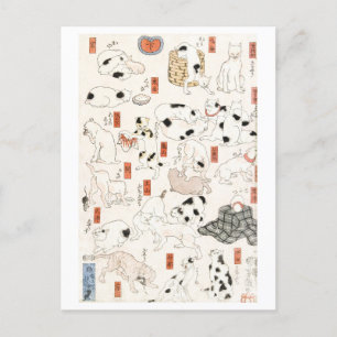 Katten  Japans Woodblock Briefkaart