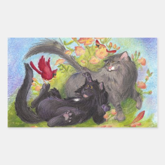 Katten, Kardinalen en Rozen Sticker (Voorkant)