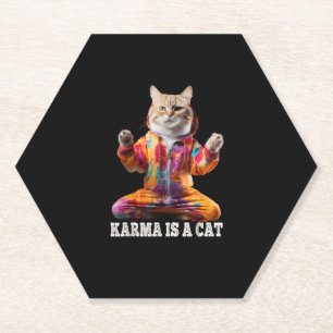 Katten, Karma is een kat, Yoga sport kat Kartonnen Onderzetters