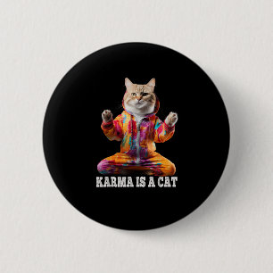 Katten, Karma is een kat, Yoga sport kat Ronde Button 5,7 Cm