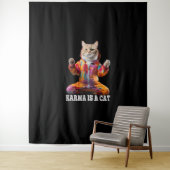 Katten, Karma is een kat, Yoga sport kat Wandkleed (In situ)