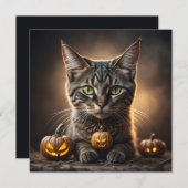 Katten kat halloween feestdagenkaart (Voorkant / Achterkant)