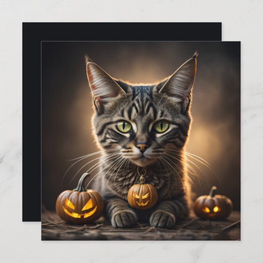 Katten kat halloween feestdagenkaart (Voorkant / Achterkant)