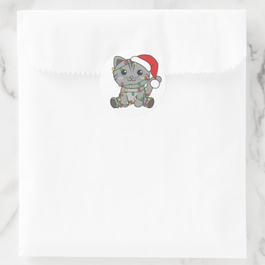 Katten Kat-kerstwinter Ronde Sticker (Tas)