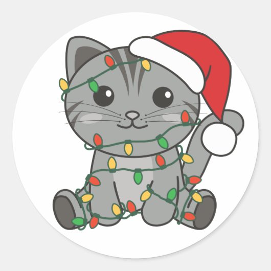 Katten Kat-kerstwinter Ronde Sticker (Voorkant)
