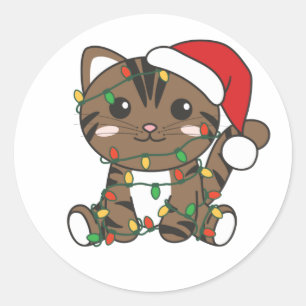 Katten Kat-kerstwinter Ronde Sticker