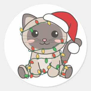 Katten Kat-kerstwinter Ronde Sticker