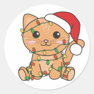 Katten Kat-kerstwinter Ronde Sticker
