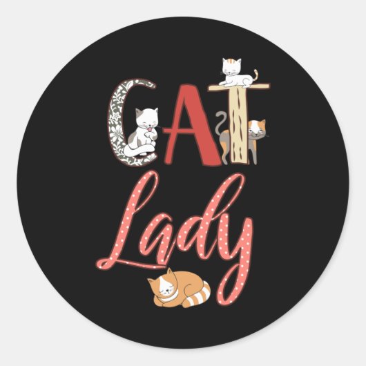 Katten - Kat Lady Cat Lover Ronde Sticker (Voorkant)