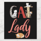 Katten - Kat Lady Cat Lover Wijn Etiket (Enkel label)