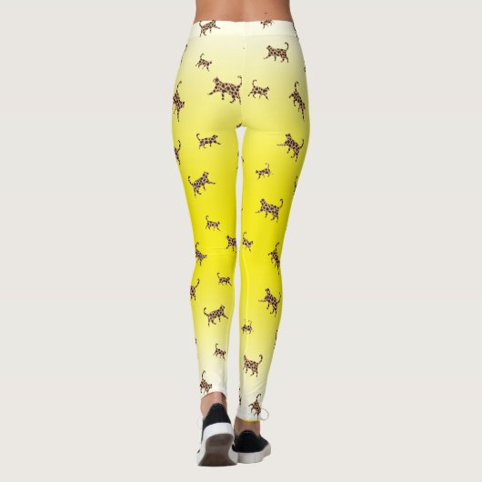 Katten Kat leopard huidpatroon gele gradiënt Le Leggings (Achterkant)