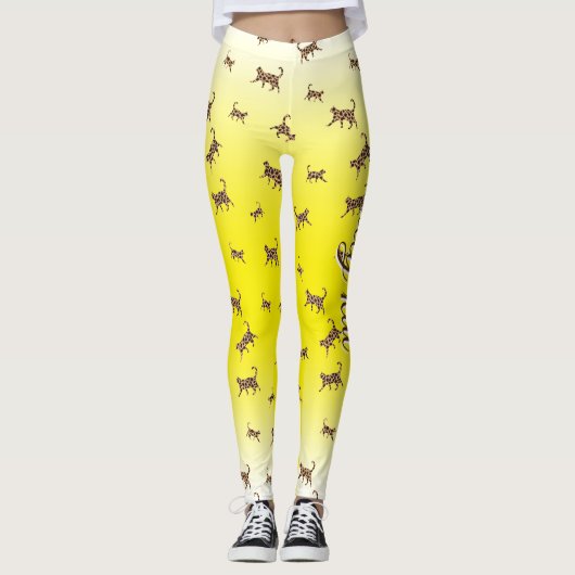 Katten Kat leopard huidpatroon gele gradiënt Le Leggings (Voorkant)