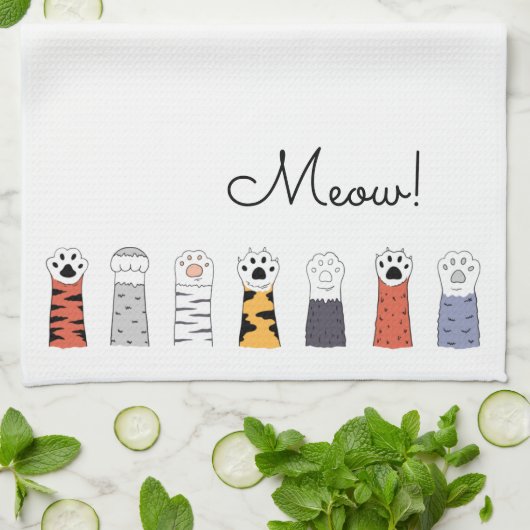 Katten Kat Paws Black Meow Pet Lovers Theedoek (Gevouwen)