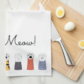 Katten Kat Paws Black Meow Pet Lovers Theedoek (Quarter Fold)