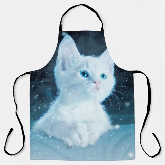 Katten kat sneeuwkunst dierlijke natuur schort (Voorkant)