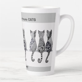 Katten...katten...en meer katten die op een logboe latte mok