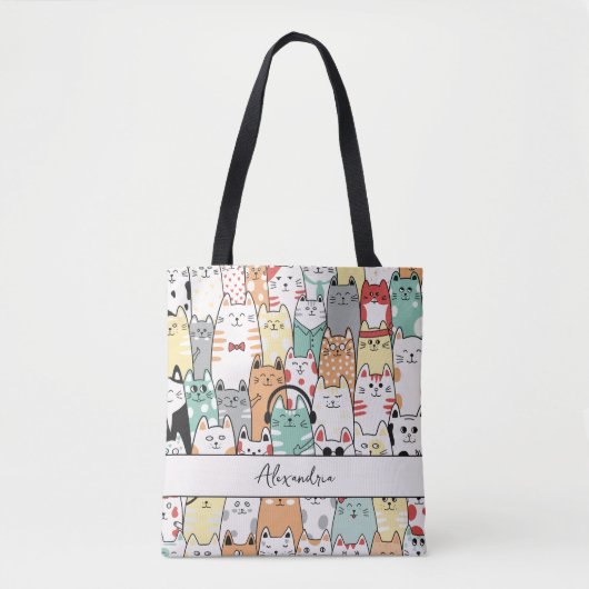 Katten, Katten & Meer Katten Monogram Tote Bag (Voorkant)