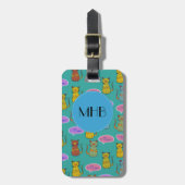 Katten, kattenkatten, Kat, monogram Bagagelabel (Voorkant verticaal)