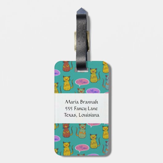 Katten, kattenkatten, Kat, monogram Bagagelabel (Achterkant verticaal)