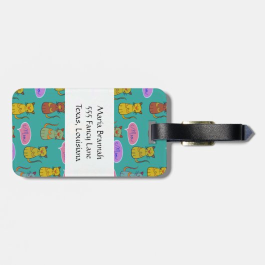 Katten, kattenkatten, Kat, monogram Bagagelabel (Achterkant horizontaal)