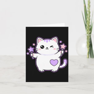Katten Kawaii Knipogende Kat Magische Ster Toverst Kaart