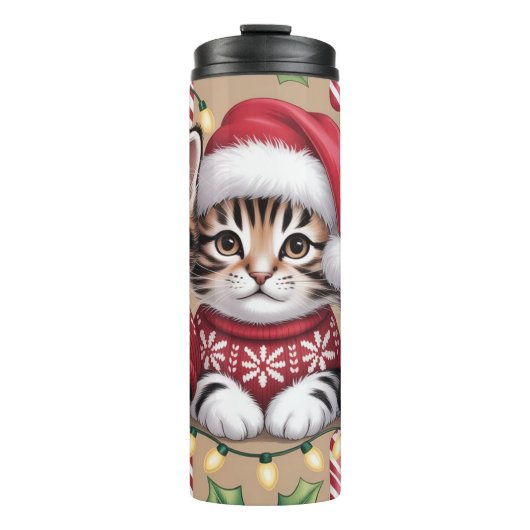 Katten Kerst Behandeling Lineup Thermosbeker (Voorkant)