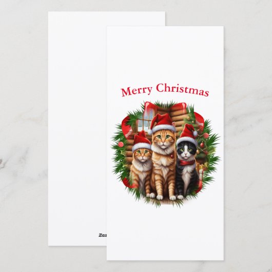 Katten kerst kaarten (Voorkant / Achterkant)
