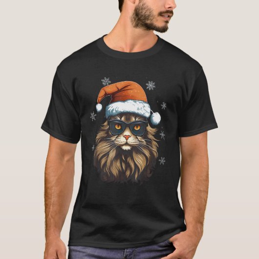 Katten Kerst Kerstman Muts Feestdagen Grappig T-shirt (Voorkant)