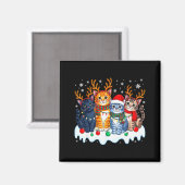Katten Kerst Licht Rendier Kerstman Grappig Kerst Magneet (Voorkant / Achterkant)