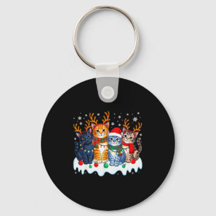 Katten Kerst Licht Rendier Kerstman Grappige Kerst Sleutelhanger