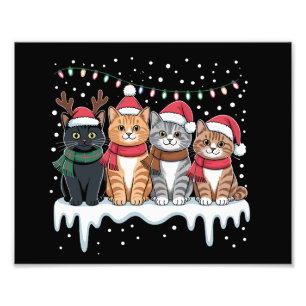 Katten Kerst Licht Rendier Kerstman Kat Liefhebber Foto Afdruk