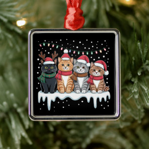 Katten Kerst Licht Rendier Kerstman Kat Liefhebber Metalen Ornament