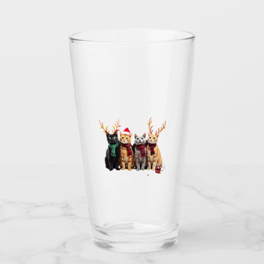 Katten Kerst Licht Rendier Kerstman Katten Glas (Voorkant)