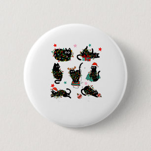Katten Kerst Licht Rendier Kerstman Katten Kerst Ronde Button 5,7 Cm