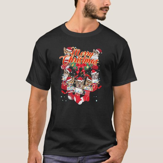 Katten Kerst Prettig Kerstfeest T-shirt (Voorkant)