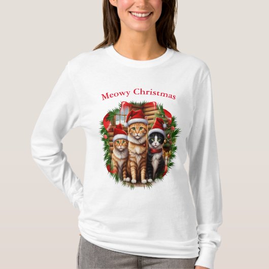 Katten Kerst T-shirts (Voorkant)