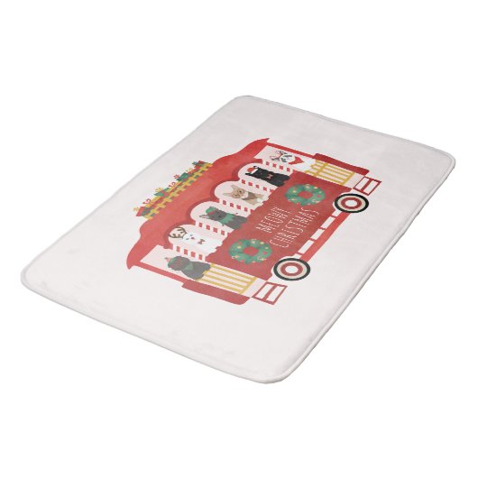 Katten Kerst Trolly Meowy Kerstmis Badmat (Gekanteld)