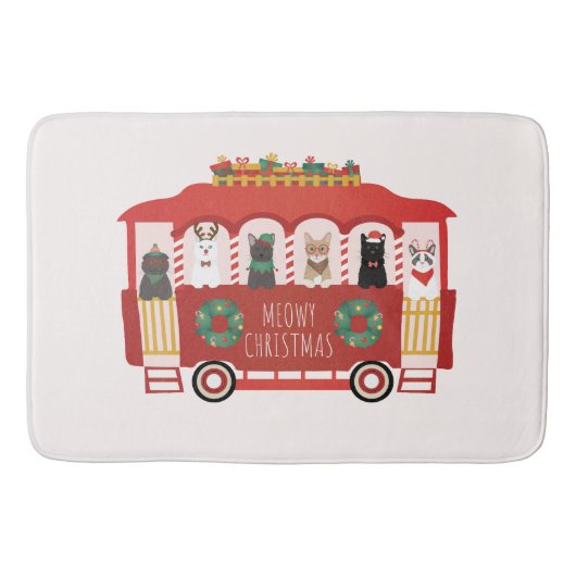 Katten Kerst Trolly Meowy Kerstmis Badmat (Voorkant)