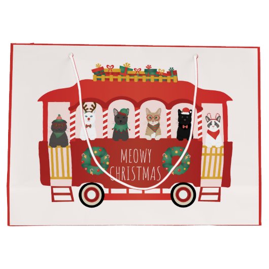 Katten Kerst Trolly Meowy Kerstmis Groot Cadeauzakje (Achterkant)