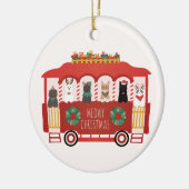 Katten Kerst Trolly Meowy Kerstmis Keramisch Ornament (Links)