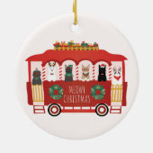 Katten Kerst Trolly Meowy Kerstmis Keramisch Ornament (Achterkant)