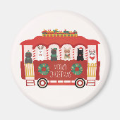 Katten Kerst Trolly Meowy Kerstmis Magneet (Voorkant)