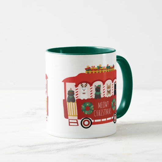 Katten Kerst Trolly Meowy Kerstmis Mok (Voorkant rechts)