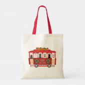 Katten Kerst Trolly Meowy Kerstmis Tote Bag (Achterkant)