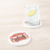 Katten Kerst Trolly Meowy Kerstmis Zandsteen Onderzetter (Zijkant)