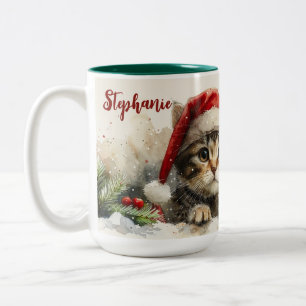 Katten Kerst Waterverf Schattige Kitten Tweekleurige Koffiemok