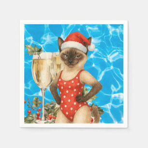 Katten Kerst Zwembad Feest voor kattenliefhebbers Servet
