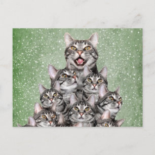 Katten kerstboom feestdagenkaart